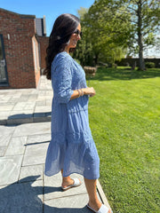 Denim Broderie Bardot Dress Orla