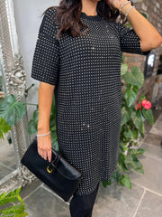 Black Studded Knit Dress Serena