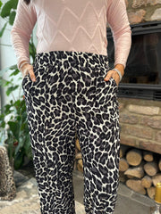 Charcoal Leopard Seam Front Trousers