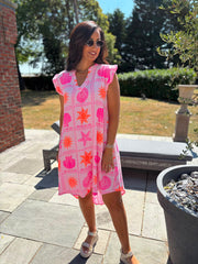 Pink Bubble Cotton Beach Days Dress Cindy