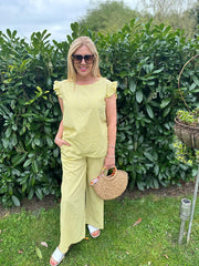 Yellow Gingham Frill Sleeve Set Evie