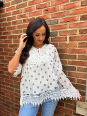 White Polka Dot Net Top Darcy