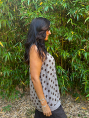 Mocha Polka Dot Braid Strap Vest Freya