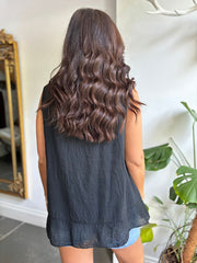 Black Striped Panel Sleeveless Top Gaynor