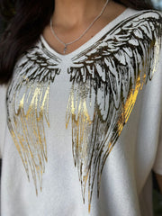 Winter White Gold Angel Wings Knit Florence