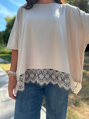 Stone Lace Hem Tee Beryl