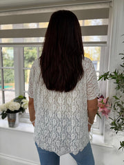 White Textured Mesh Top Kaylee