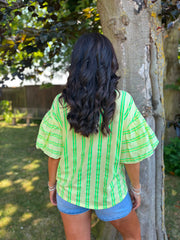 Lemon Puff Sleeve Striped Top Erin