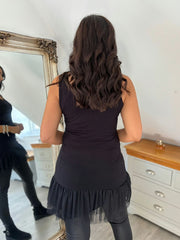 Black Lace Mesh Hem Slip Rhianna