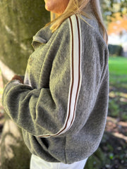 Grey Soft Touch Stripe Jacket Debbie