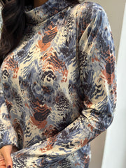 Denim Patterned Super Soft Roll Neck