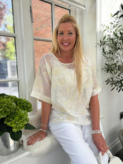 Stone Shimmer Embroidered Top Petra
