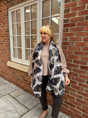 Mocha Gold Shimmer Flower Scarf