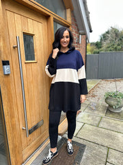 Navy Block Stripe Sweat Dress Eva