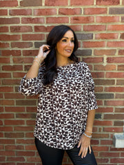 Chocolate Geometric Print Top Ayla