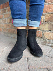 Black Buckle Wedge Boots