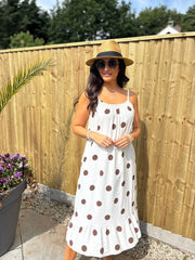 Chocolate Polka Dot Summer Dress Dahlia