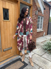 Wine Watercolour Shimmer Cardigan Freya