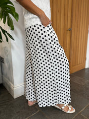 White Polka Dot Wide Leg Trousers Misty