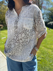Stone Ombre Leopard Print Blouse Madison