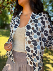 Navy Abstract Dot Print Blouse Hailey