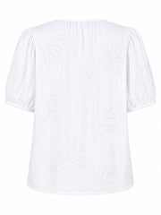 White Buttoned Floral Top Marcia