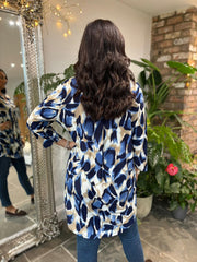 Blue Large Brushed Leopard Tunic Gloria