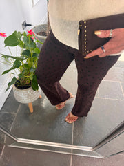 Chocolate Polka Dot Wide Leg Jeans