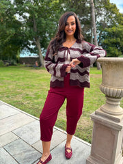 Wine Wave Tie Cardi Shona