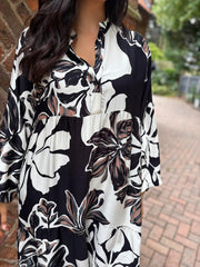 Monochrome Floral Detail Dress Eden