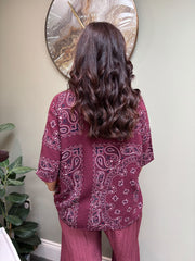 Wine Paisley Bubble Cotton Top Quinley