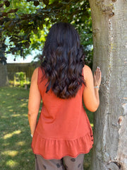 Rust Broderie Hem Vest Cordelia