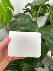 White Leather Button Purse