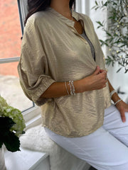 Gold Tie Front Blouse Brinley