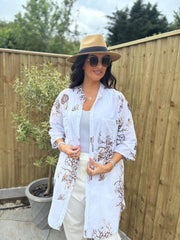 Chocolate Coral Print Longline Shirt Kelly