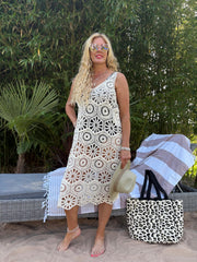 Antique Cream Multi Pattern Crochet Dress Oakley