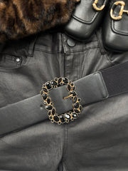 Black Drop Gem Buckle Belt