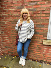Grey Stripe Long Sleeve Top Yasmin