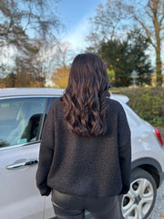 Black Boucle High Neck Bomber Jacket Jude