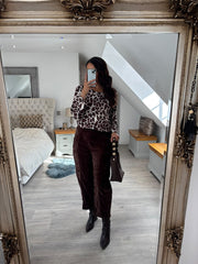 Chocolate Abstract Animal Print Top Debbie