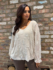 Stone Textured Floral Mesh Top Imogen