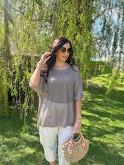 Mocha Shimmer Loose Weave Top Jasmine
