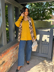 Mustard Fringed Neck Top Donna