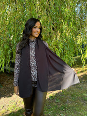 Black Satin Blend Scarf