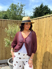 Wine Gathered Loose Knit Paige