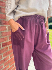 Grape Mesh Detail Barrel Leg Trousers Parker