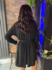 Black Diamante Sparkle Belted Dress Ruth