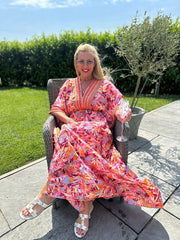 Orange Tropical Tassel Kaftan Dress Orla