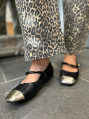 Black Metallic Toe Ballet Pump