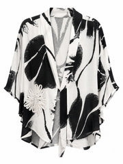 Black Applique Leaf Print Jacket Diana